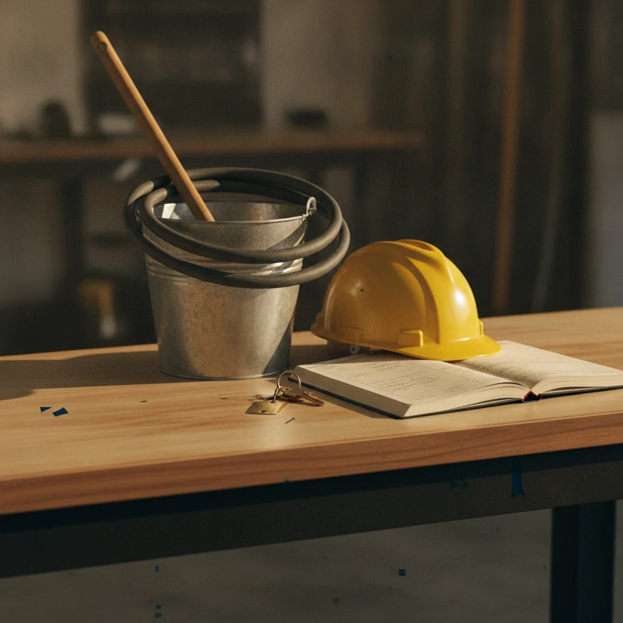 Editorial still life representing the economics of a Commercial cleaning business